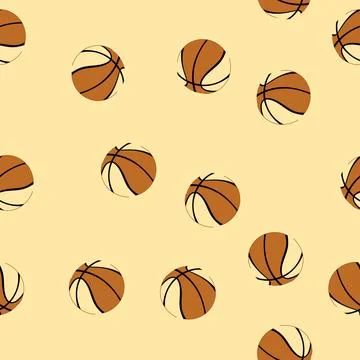 Seamless pattern basket basketball ball cartoon vector Illustrazione stock
