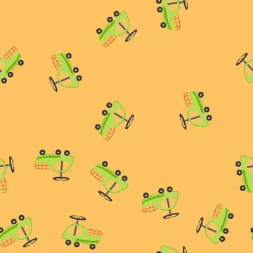 Seamless pattern basket cart toy cartoon vector イラスト素材