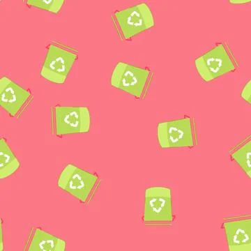 Seamless pattern basket trash bin cartoon vector Stockillustratie
