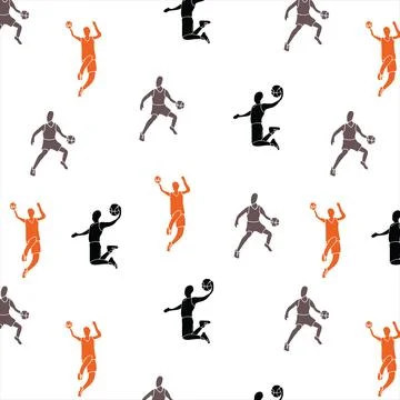 Seamless pattern basketball players Stock Illustration