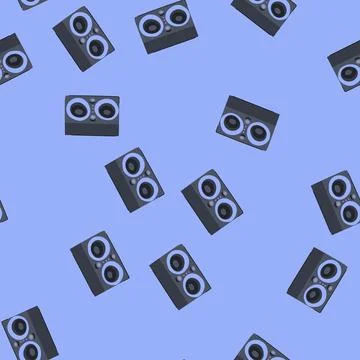 Seamless pattern bass speaker music cartoon vector Stock Illustration