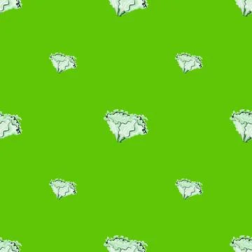 Seamless pattern Batavia salad on bright green background. Minimalistic ornam Stock Illustration