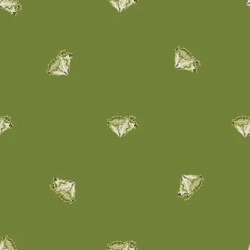 Seamless pattern Batavia salad on green background. Simple ornament with lett Illustrazione stock