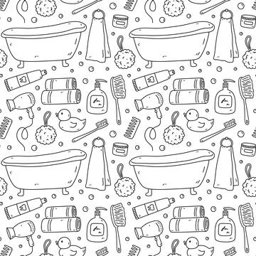 Seamless pattern with bath accessories Illustrazione stock