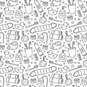 Seamless pattern with bath accessories Illustrazione stock