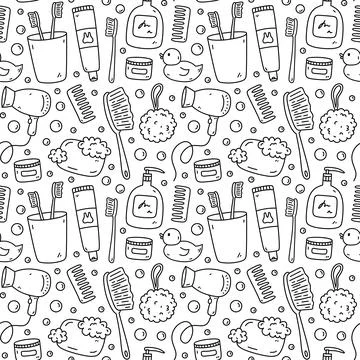 Seamless pattern with bath accessories Illustrazione stock