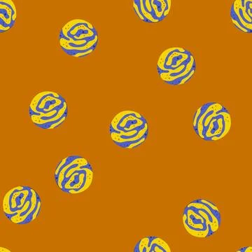 Seamless pattern bath bomb dissolving with yellow and blue swirls Stockillustratie