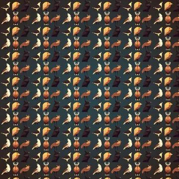 A seamless pattern of bats and birds Stock Illustration