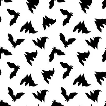 Seamless pattern of bats. Black bats pattern Stock Illustration