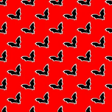 Seamless pattern with bats on a red background. vector illustration 스톡 일러스트
