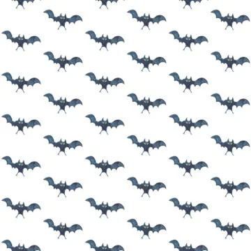 Seamless pattern with bats on white background Stock Illustration