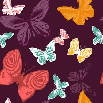 Seamless Pattern with batterfly. Beauty in Nature. Background for Fabric, Tex Stock Illustration