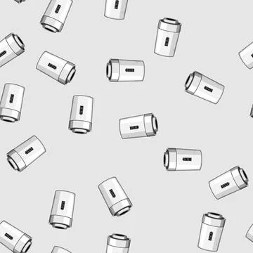 Seamless pattern Battery recycling container with charge icon 스톡 일러스트