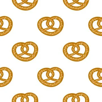 Seamless pattern with bavarian pretzels. Stock Illustration