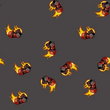 Seamless pattern bbq fire charcoal cartoon vector Stock Illustration