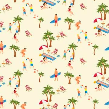 Seamless pattern of beach holidays Stockillustratie