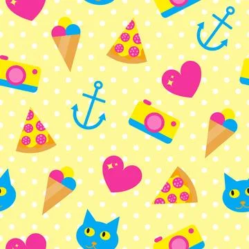 Seamless pattern with beach icons. Illustrazione stock