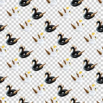 Seamless pattern beach inflatable swan Stock Illustration