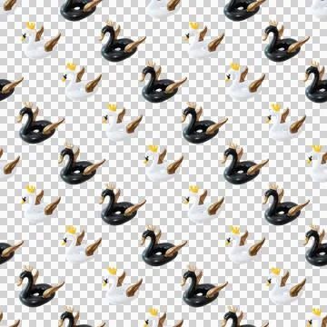 Seamless pattern beach inflatable swan Stock Illustration