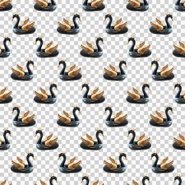 Seamless pattern beach inflatable swan Stock Illustration