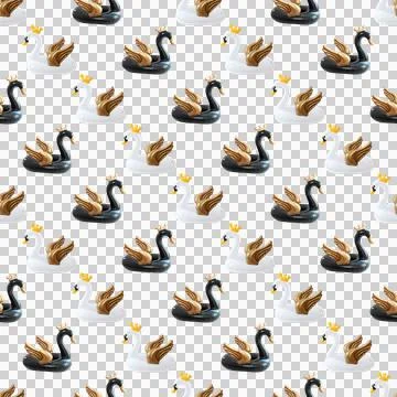 Seamless pattern beach inflatable swan Stock Photos