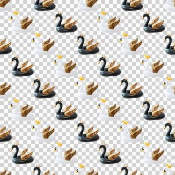 Seamless pattern beach inflatable swan 스톡 사진