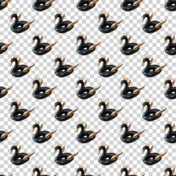 Seamless pattern beach inflatable swan 스톡 사진