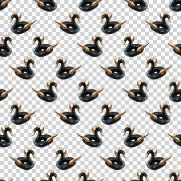 Seamless pattern beach inflatable swan 스톡 사진