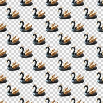 Seamless pattern beach inflatable swan 스톡 사진