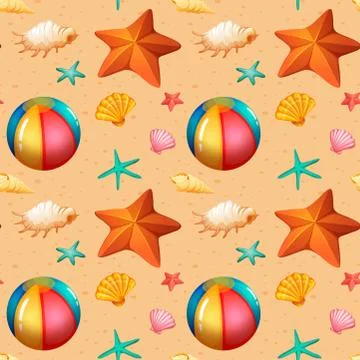 Seamless pattern of beach objects イラスト素材