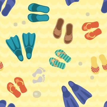 Seamless pattern with beach shoes on a sand イラスト素材