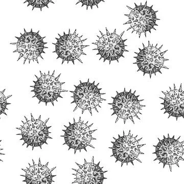 Seamless pattern beach virus sketch hand drawn 库存插图