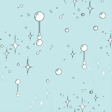 A seamless pattern with beads and twinkling stars, minimalist and elegant. A Illustrazione stock