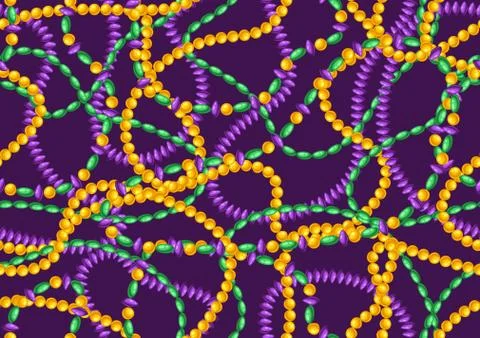 Seamless pattern with beads in Mardi Gras colors. Stock-Illustration