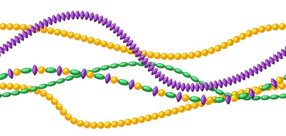 Seamless pattern with beads in Mardi Gras colors. Stock-Illustration