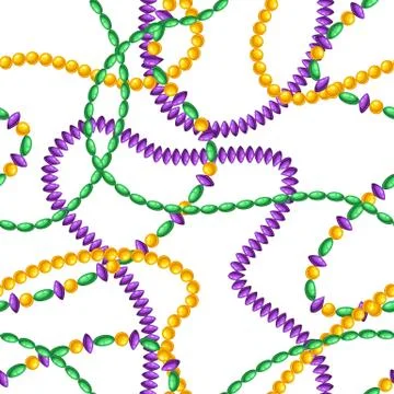 Seamless pattern with beads in Mardi Gras colors. Illustrazione stock