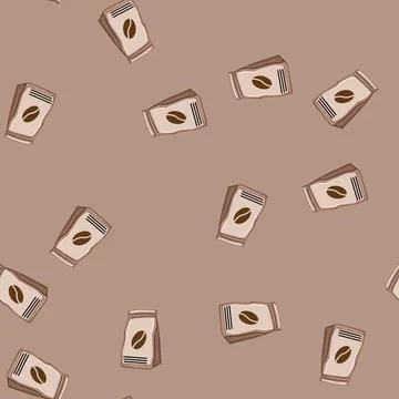 Seamless pattern bean coffee packaging cartoon vector Stock Illustration