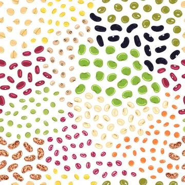 Seamless pattern of beans and legumes. Kitchen, cooking print. Stock Illustration
