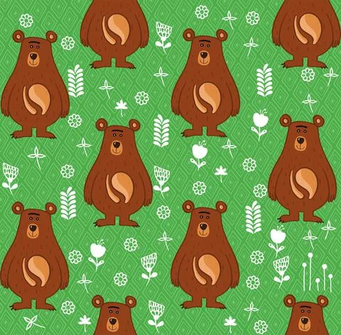 Seamless pattern with bear cute teddy bear cartoon Illustrazione stock
