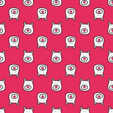 Seamless pattern with bear face Stock Illustration
