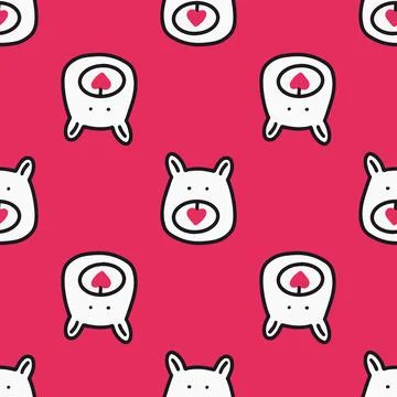 Seamless pattern with bear face . Vector illustration Stock Illustration