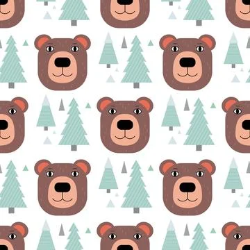 Seamless pattern with bear Stock Illustration