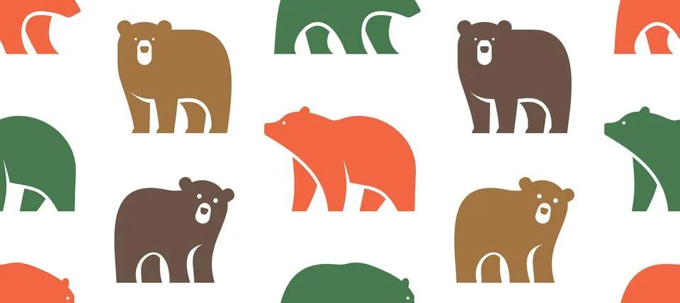 Seamless pattern with Bear logo Illustrazione stock