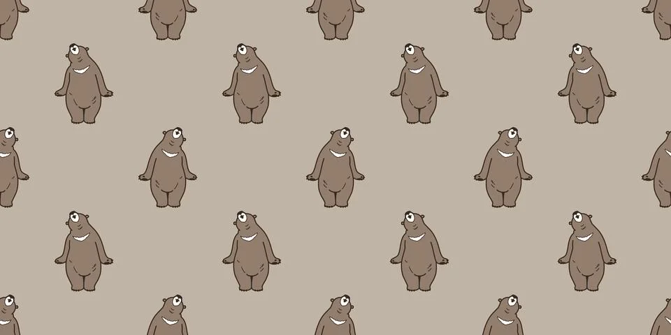 Seamless pattern bear polar bear vector icon isolated wallpaper background brown Stock Illustration