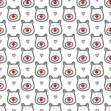 Seamless pattern with bear. Vector illustration 스톡 일러스트