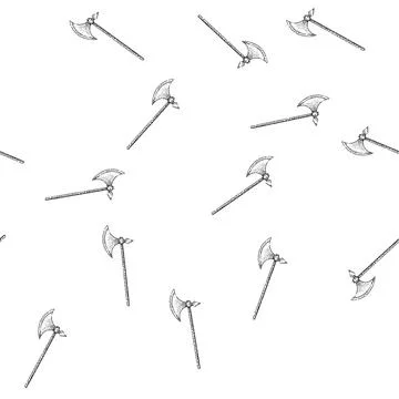 Seamless pattern bearded axe medieval sketch hand drawn Stock Illustration
