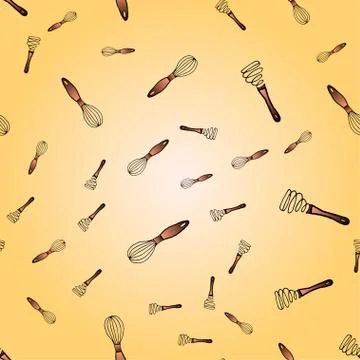 Seamless pattern with beaters. Cooking Baking Cake Cookware. Stock Illustration
