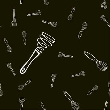Seamless pattern with beaters. Cooking Baking Cake Cookware. Stock Illustration