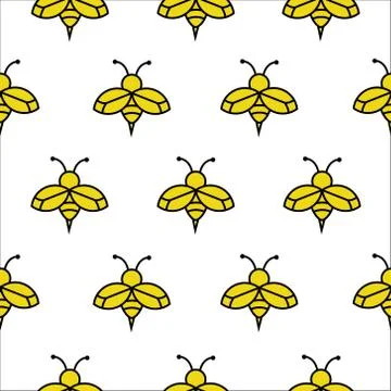 Seamless pattern beautiful animal bee on white background Stock Illustration