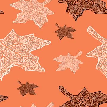 Seamless pattern of beautiful autumn maple leaf white and black illustration 库存插图